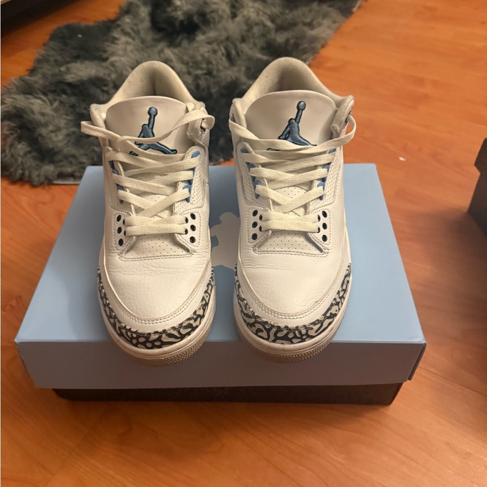 Jordan White and Blue Sneakers Classic Design